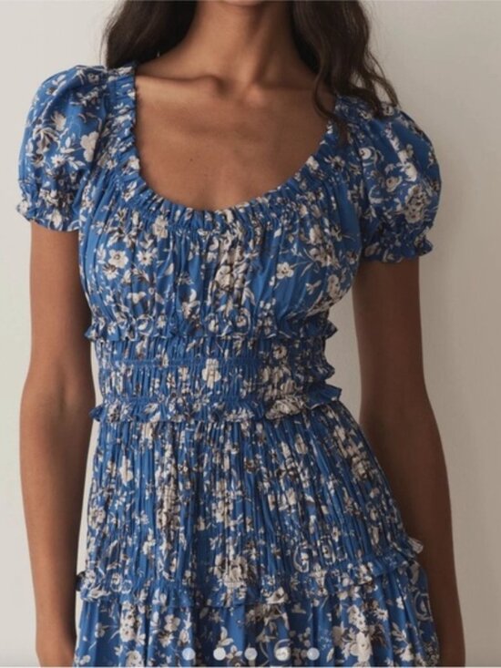 Doen Women's Leanne Jardins de La Fontaine Dress Floral Blue Maxi Dress xs - Picture 2 of 11